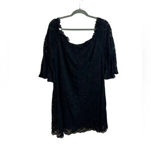 PIN UP FASHION BLACK LACE OFF SHOULDER DRESS